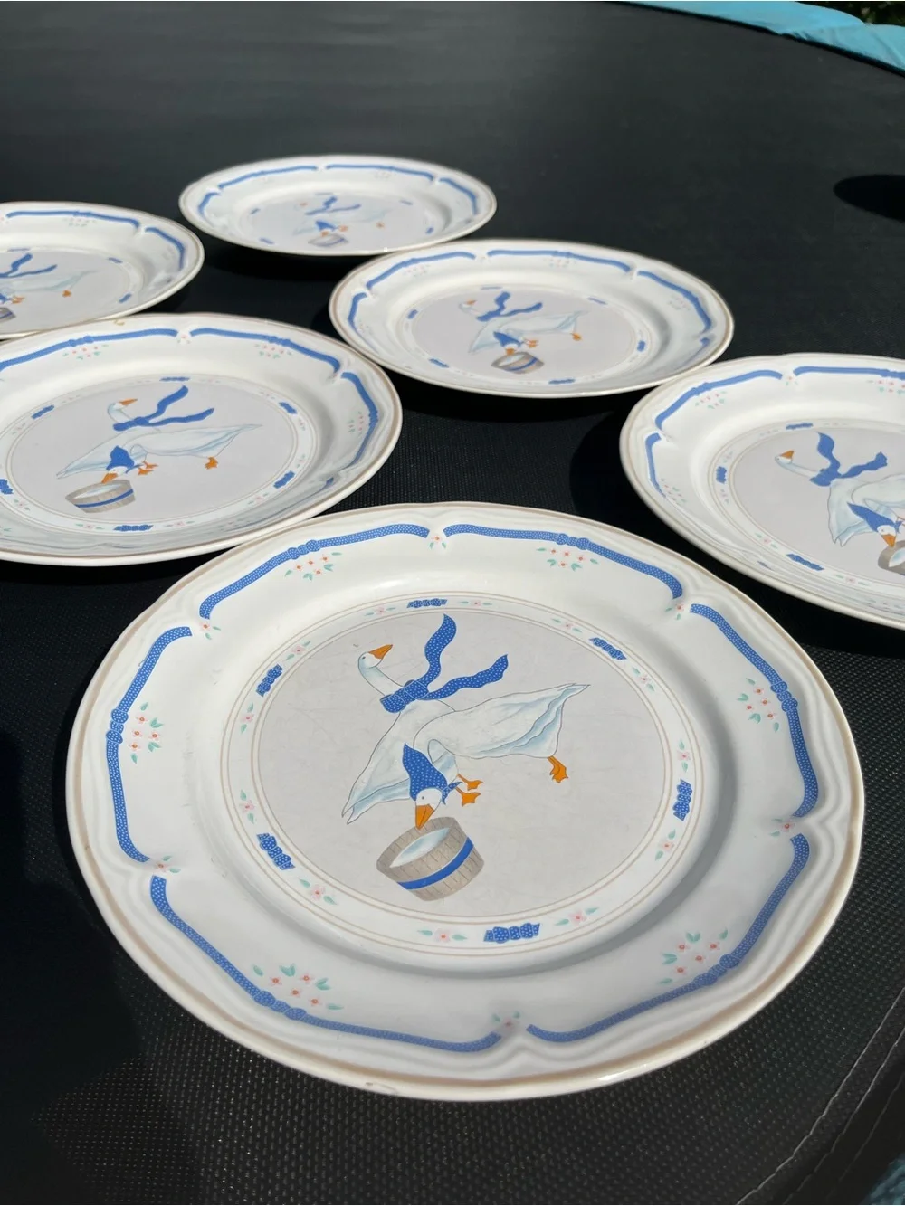 Set of 6 Newcor Geese Dinner Plates
